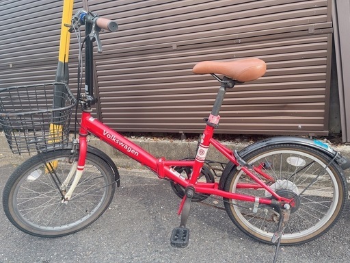 値下げ！フォルクスワーゲン 折りたたみ自転車 ギアチェンジ付き Volkswagen 可愛い オシャレ 自転車 カゴ付き