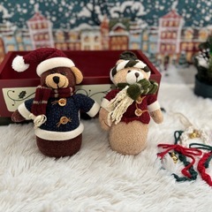 【終了 】クリスマスオブジェ　そり&サンタ&トナカイ&テディベアー&スノーマンの画像