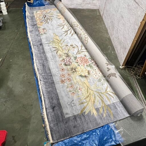 【未使用・展示品】 上海絨毯 緞通マット 120段 ① じゅうたん シルク 89-695 ラグ N0444