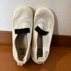 お値下げ致しました！上履き　外履　幼稚園　靴　白に青ライン運動靴...