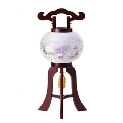 盆提灯 花柄 和紙製 丸型　2点セット