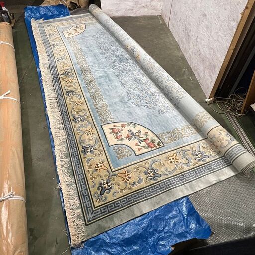 【未使用・展示品】 上海絨毯 緞通マット 120段 ② じゅうたん シルク 87-48 ラグ N0445