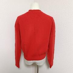 アンタイトル 美品 高級カシミヤ混 Vネック長袖リブニットカーディガン 赤色 2 M レディースの画像