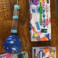 らくらくヨーヨーセット　鈴木ラテックス　ヨーヨー風船・糸ゴム・しばらずパッチン・つり紙×100 釣り針30個 らくらくポンプ１個 中古品の画像