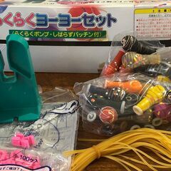 らくらくヨーヨーセット　鈴木ラテックス　ヨーヨー風船・糸ゴム・しばらずパッチン・つり紙×100 釣り針30個 らくらくポンプ１個 中古品の画像