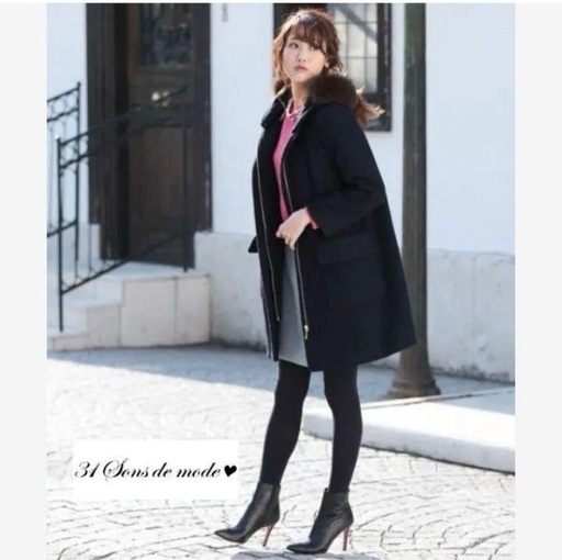 新品タグ付きウールコート　ネイビー