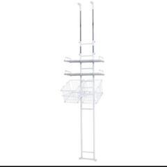 ヤマソロカゴ付き ランドリーラック 洗濯機 突っ張り式  幅60　ホワイトの画像