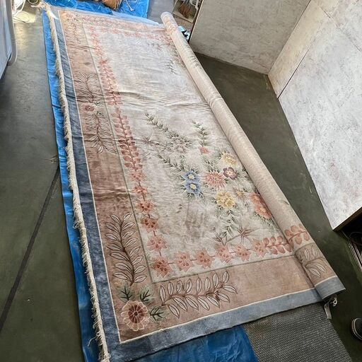 【未使用・展示品】 上海絨毯 緞通マット 120段 ④ じゅうたん シルク 89-697 ラグ N0447