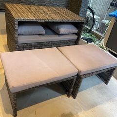 ラタン　ガーデン　テーブルセット