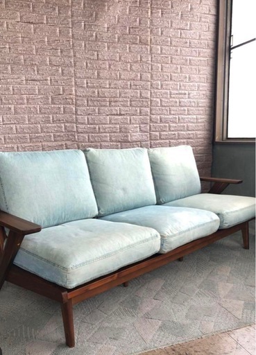 決まりました。unico 3人掛けソファ　デニム　木