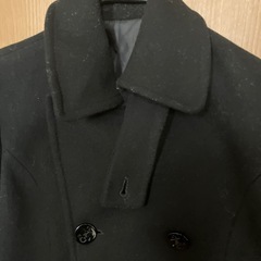 GLOBAL WORK 黒 ダブルブレスト チェスターコート Mの画像