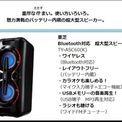 大迫力のスピーカー✩.*˚ 東芝Bluetooth対応 充電式 
