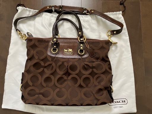 美品　COACH コーチ オプアート ショルダーバッグ　ハンドバッグ トートバッグ