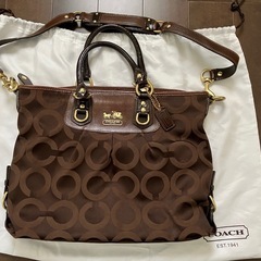 美品　COACH コーチ オプアート ショルダーバッグ　ハンドバッグ トートバッグ