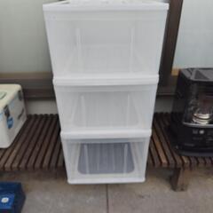 白  3段衣装ケース