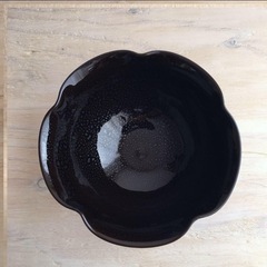 ★うつわ★油滴天目 花型盛り鉢 ボウル やきものの画像