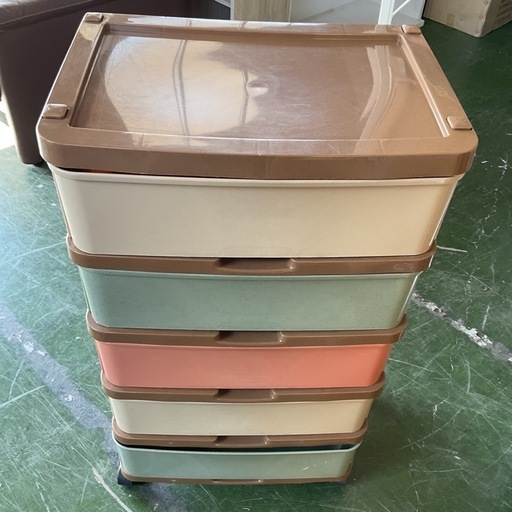 衣類収納　カラフル　5段　中古