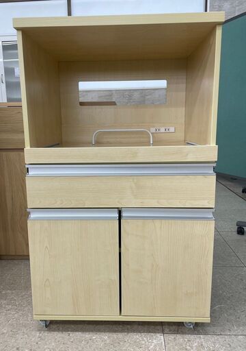 ★ジモティ割あり★  レンジ台 ナチュラル H101.5×D45×W60 クリーニング済み TJ9677