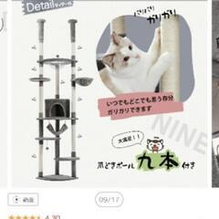キャットタワー　突っ張り式　ドーム・ハンモックつきの画像