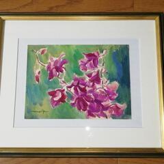 望月正信 絵画 額装 花 共箱あり