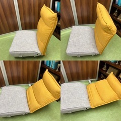 【引渡し決まり】2022年購入【ヤマソロ 木脚付きソファ コンフィ Confi 一人掛けソファ リクライニングチェア】 イエロー モスグリーン 2脚セットの画像