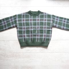 USED美品【Moussy】FREEサイズ - チェック柄 抹茶色 ハイネック ニット マウジー メンズライク レディースファッションの画像