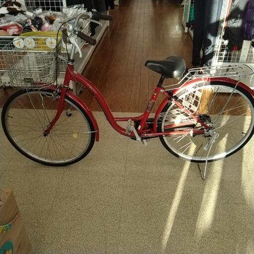 自転車 26インチ 赤 ※前輪カバー凹みあり TJ8325