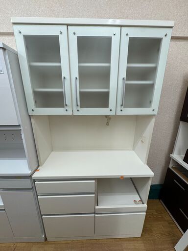 ★ジモティ割あり★  食器棚 ホワイト H201×W105×D42 クリーニング済み KJ6855