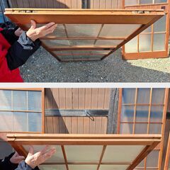 古民家　引き戸　4枚　ガラス　レトロ　中古品の画像