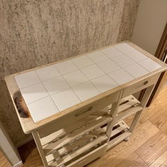 キッチンカウンター　レンジ台　キッチンワゴン　 タイルbcomapanyの画像