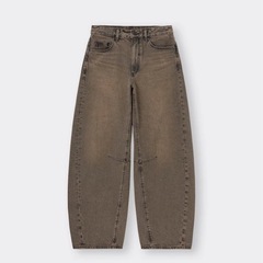 【売れました】　GU ジーユー バレルレッグジーンズ L ブラウン