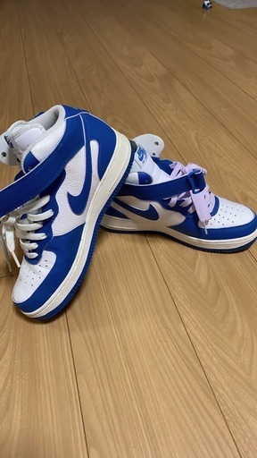 美品 Nike Air Force 1 mid 青/白  26.5センチ