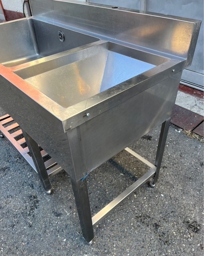 業務用 2槽シンク 幅1200×奥600×高800+120(mm) 二槽シンク ダストボックス アラ入れ 二層シンク 2層 店舗用品 