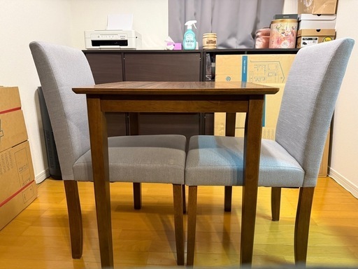 【取引中】ダイニングテーブルセット 2人用 グレー