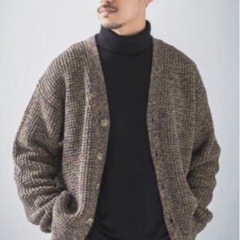 アーバンリサーチ／3Gメランジワッフルカーディガン　L パープル