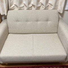 《美品》布張りソファーベッド2人掛けの画像
