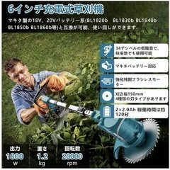 ✨お取引き中✨即購入OK 充電式草刈機　芝刈り機　20000rpm 静音　強力の画像