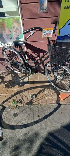 【リサイクルショップどりーむ鹿大前店】No.1758　自転車　ママチャリ　黒色　塗装済　カゴ付き　写真参照