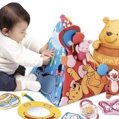 値下げ！くまのプーさん てあそびいっぱい ボックスにへんしんジム タカラトミーの画像