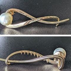 パールヘアクリップ/バレッタ（新品）ゴールド/おすすめの画像