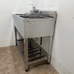 アズマ　azuma　業務用　2層シンク流し台　蛇口付き　厨房　飲食店　W１０００ｘD４５０ｘH８００ｍｍの画像
