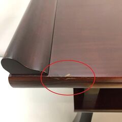 ss6931　経机 御供机 赤茶系 筆返し付き 幅55cm 引き出し付き 机 お経 台 卓 木製 テーブル ブラウン 仏具 お供え 供養 お経 仏壇 法事 葬儀 葬式 経机 中古の画像