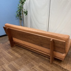S126 ⭐ ジモティー限定価格！ MASTERWAL マスターウォール モアレス 2.5Pソファ キャメルレザー 幅160cm USED キズ有りの画像