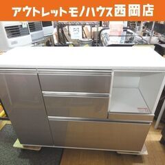 ニトリ ミドルレンジボード アルミナ2 幅120cm 奥行45cm 高さ91cm シルバー 大理石調天板 食器棚 キッチンボード キッチンカウンター 札幌 西岡店　