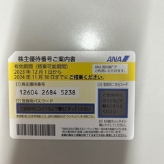 ANA株主優待券　11月30日まで