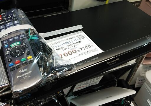 セール！品質保証☆配達有り！5000円(税別）パナソニック 500GB BD DVDレコーダー Blu-rayレコーダー  リモコン付き
