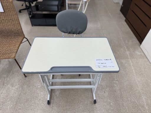 ★ジモティ割あり★  学習机椅子セット 灰色 H67.5×D50.5×W80 クリーニング済み TJ9697