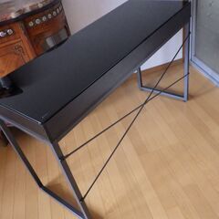 ガラス天板　デスク　ブラック　引き出し付き　配達設置対応　学習机やPCデスクに♪の画像