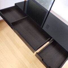 ガラス天板　デスク　ブラック　引き出し付き　配達設置対応　学習机やPCデスクに♪の画像