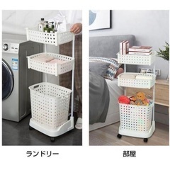 収納ラック レクエア ランドリーバスケット 3段 ホワイト 日本製 簡単組み立て 幅45×奥行35×高さ109cm 収納棚　ラック　ランドリー　バスケット　ボックス　ホワイト　白　バスルーム　キッチン　　風呂場　脱衣所　リビング　収納　おもちゃ　衣類　ランドリーバスケット 3段 キャスター スリム 洗濯カゴ ラック 大容量 メッシュ ランドス ワゴン ランドリー収納 スリム 縦型 おしゃれ 洗濯物入れの画像